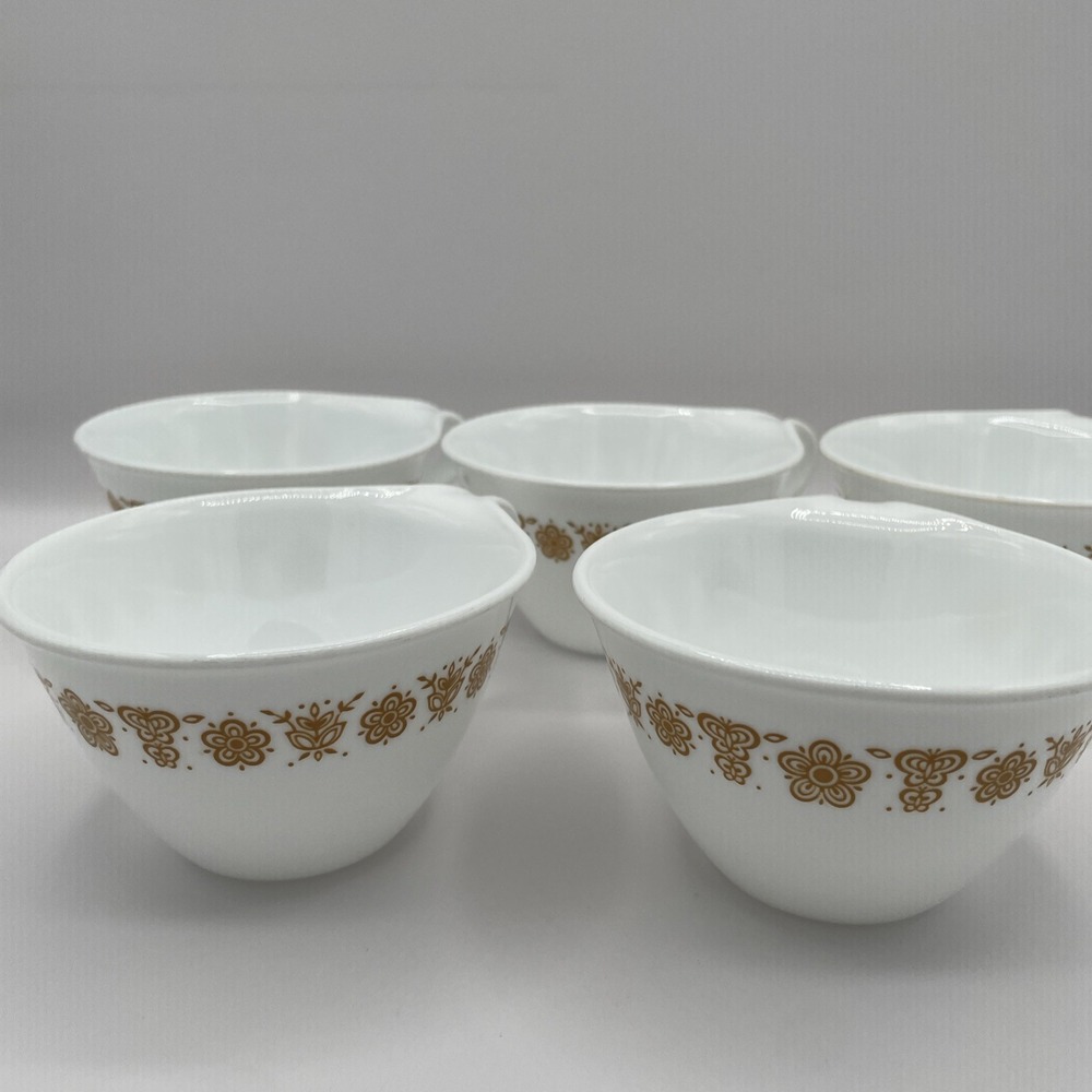 Lot of 5 Corelle by Corning Butterfly Gold Pattern Coffee Tea Mugs Cups Vintage
